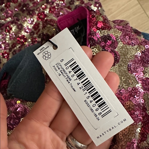 NWT Nasty Gal floral sequin trouser - Picture 5 of 6